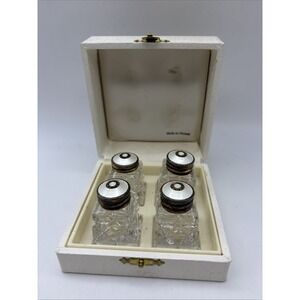 Crystal & Sterling Silver White Guilloche Enamel Salt Pepper Shaker